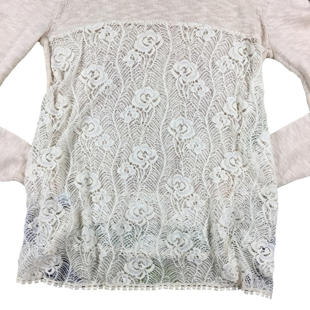Poof! Front knit Rose Lace Back Sweater - Picture 3 of 4
